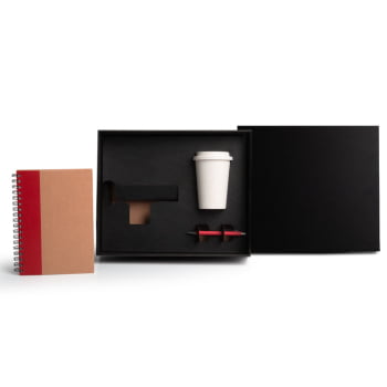 Kit Copo Caderno e Caneta 3 Peças Sustentável SMKT-90383 Brindes Personalizados