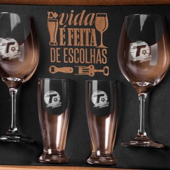 Kit Copos Personalizado 4 Peças SMKT-90015 Brinde Personalizado