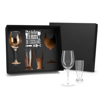 Kit Copos Personalizado 4 Peças SMKT-90015 Brinde Personalizado