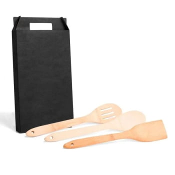 Kit Cozinha Personalizado Bambu 3 Peças SMKT-90132 Brinde Personalizado