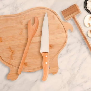 Kit Cozinha Personalizado Bambu 4 Peças SMMB-40303 Brinde Personalizado