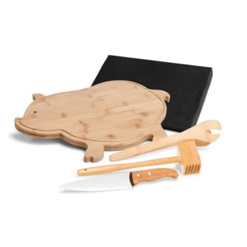 Kit Cozinha Personalizado Bambu 4 Peças SMMB-40303 Brinde Personalizado