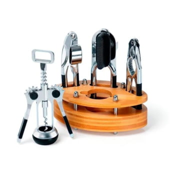 Kit Cozinha Personalizado Bambu 5 Peças SMKB-00463 Brindes Personalizados