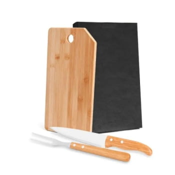 Kit Cozinha Personalizado Bambu / Inox 3 Peças SMMB-20063 Brinde Personalizado