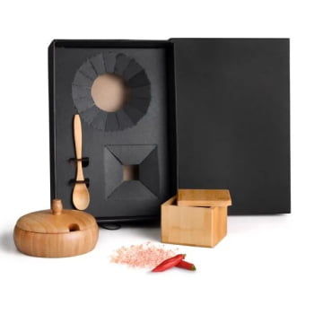 Kit Cozinha Personalizado Bambu / Madeira / Inox 3 Peças SMKT-90282 Brindes Personalizados