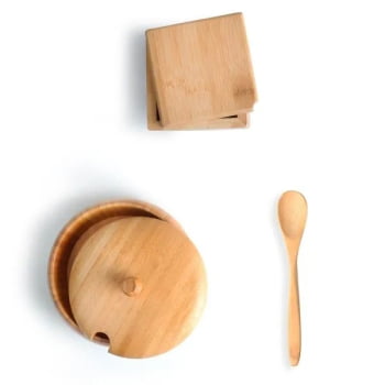 Kit Cozinha Personalizado Bambu / Madeira / Inox 3 Peças SMKT-90282 Brindes Personalizados
