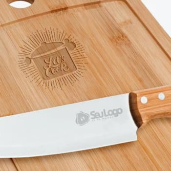 Kit Cozinha Personalizado Bambu / Madeira / Inox 4 Peças SMMB-20223 Brinde Personalizado