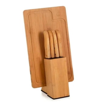 Kit Cozinha Personalizado Bambu / Madeira / Inox 6 Peças SMKT-90163 Brinde Personalizado