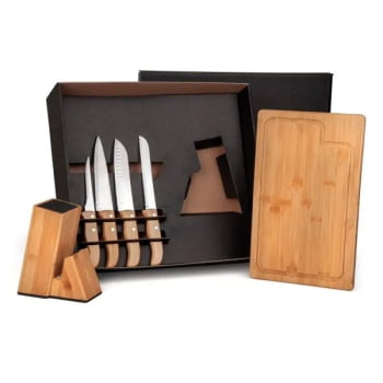 Kit Cozinha Personalizado Bambu / Madeira / Inox 6 Peças SMKT-90163 Brinde Personalizado