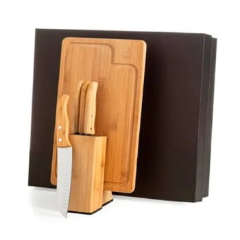 Kit Cozinha Personalizado Bambu / Madeira / Inox 6 Peças SMKT-90163 Brinde Personalizado