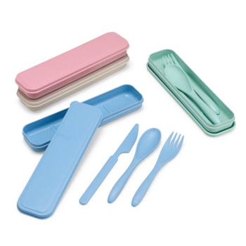 Kit Talheres Personalizado Palha de Trigo 3 Peças X18859 Brindes Personalizado