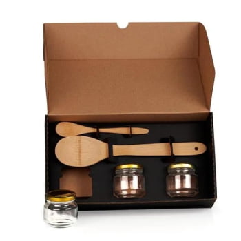 Kit Cozinha Personalizado Vidro / Bambu 5 Peças SMKT-90047 Brindes Personalizados