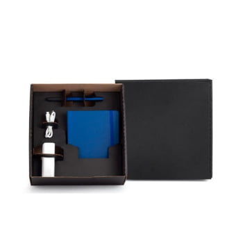 Kit Escritório 3 Peças Carregador Portátil SMKT-9044S Brinde Personalizado