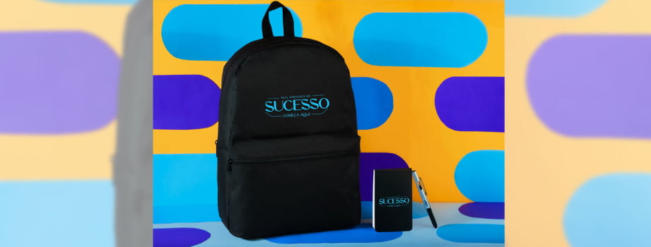 Kit Escritório 3 Peças Com Mochila em Poliéster SMKT-90260 Brinde Personalizado