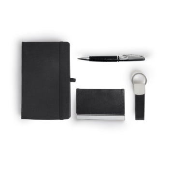 Kit Escritório 4 Peças Porta-Cartão SMKT-9043Y Brindes Personalizados
