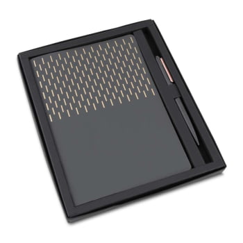 Kit Escritório Personalizado A5 capa em PU e Caneta Metálica ASICAD450 Brindes Personalizados