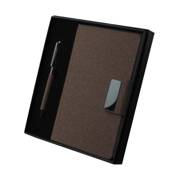 Kit Escritório Personalizado A5 em Pu e Fibra de Café ou Chá ASICAD445 Brindes Personalizados