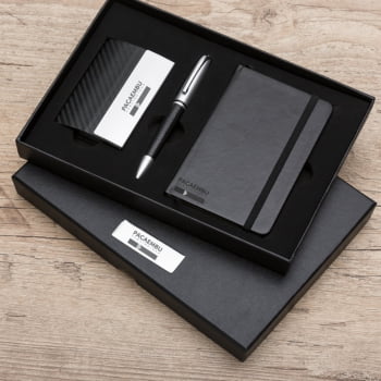 Brinde Presente Dia dos Pais Personalizado Kit Executivo Caneta Caderneta Porta Cartão Caixa X10998-PAI