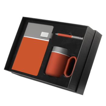 Kit Executivo Personalizado Caderno, Caneca e Caneta Metalica ASICJ405