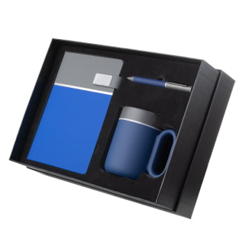 Kit Executivo Personalizado Caderno, Caneca e Caneta Metalica ASICJ405