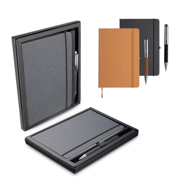 Kit Executivo Personalizado Caderno e Caneta Metálica ASICAD180