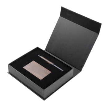 Kit Executivo Personalizado Caderno, Porta Cartões e Caneta Metálica ASICJ120