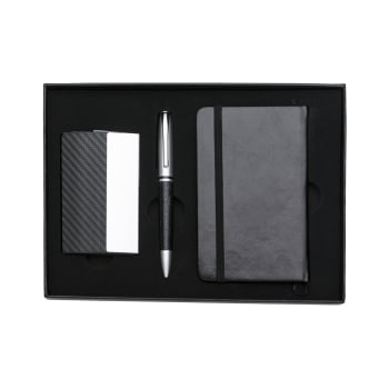 Kit Executivo Personalizado Caneta Caderneta Porta Cartão Caixa X10998 Brinde Personalizado