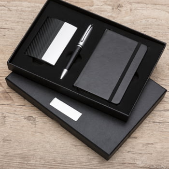 Kit Executivo Personalizado Caneta Caderneta Porta Cartão Caixa X10998 Brinde Personalizado