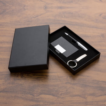 Kit Executivo Personalizado Caneta Chaveiro Porta Cartão Metálica X01988 Brindes Personalizados