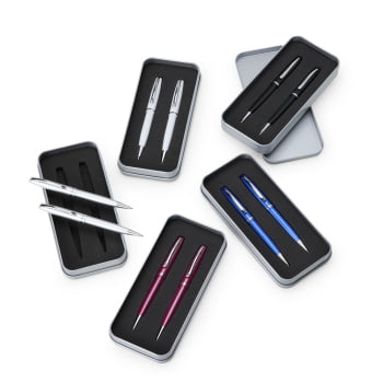 Kit Executivo Personalizado Caneta e Lapiseira Metal X07005 Brindes Personalizados