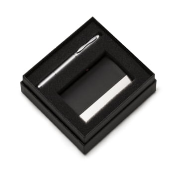 Kit Executivo Personalizado Caneta e Porta Cartão Estojo Preto X12736 Brindes Personalizados