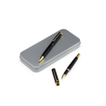 Kit Executivo Personalizado Caneta e Roller Metálica X08162 Brinde Personalizado