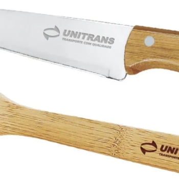 Kit Facas Personalizados Bambu / Inox 2 Peças SMKF-90703 Brindes Personalizados