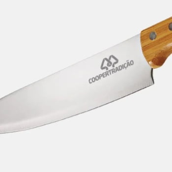 Kit Facas Personalizados Bambu / Inox 3 Peças SMKF-02853  Brinde Personalizado