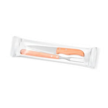 Kit Facas Personalizados Bambu / Madeira / Inox 2 Peças SMKF-90403-EPP Brindes Personalizados
