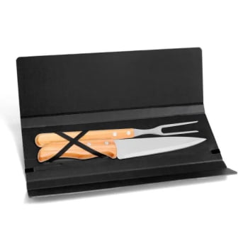 Kit Facas Personalizados Bambu / Madeira / Inox 3 Peças SMPB-31063 Brinde Personalizado