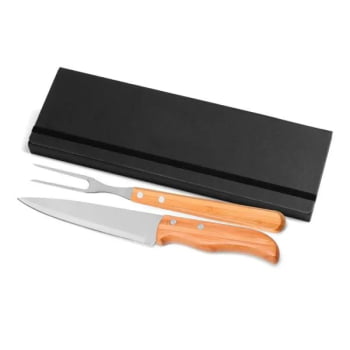 Kit Facas Personalizados Bambu / Madeira / Inox 3 Peças SMPB-31063 Brinde Personalizado