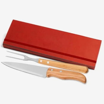 Kit Facas Personalizados Bambu / Madeira / Inox 3 Peças SMPB-34063 Brinde Personalizado