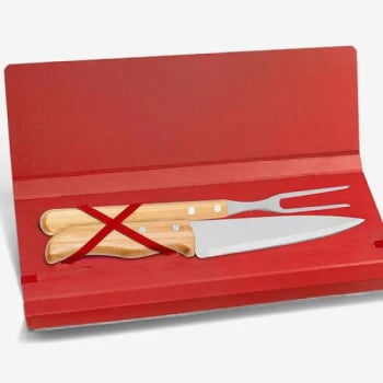 Kit Facas Personalizados Bambu / Madeira / Inox 3 Peças SMPB-34063 Brinde Personalizado