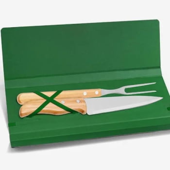 Kit Facas Personalizados Bambu / Madeira / Inox 3 Peças SMPB-35063 Brinde Personalizado