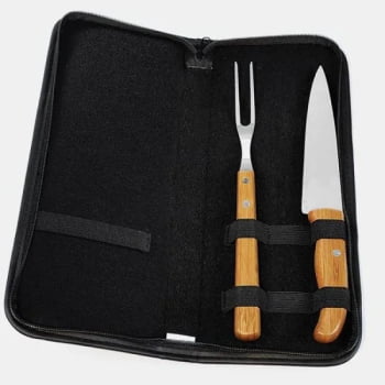 Kit Facas Personalizados Bambu / Madeira / Inox 4 Peças SMPB-11113 Brindes Personalizados