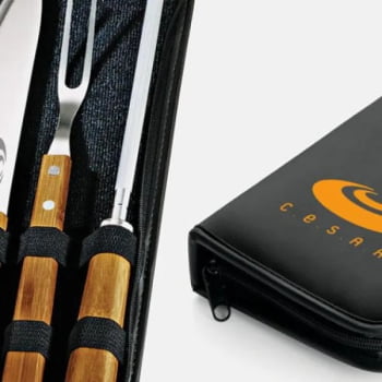 Kit Facas Personalizados Bambu / Madeira / Inox 7 Peças SMPB-00213 Brindes Personalizados
