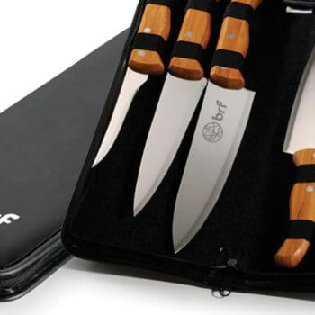 Kit Facas Personalizados Bambu / Madeira / Inox 7 Peças SMPB-00223 Brinde Personalizado