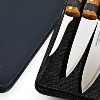 Kit Facas Personalizados Bambu / Madeira / Inox 7 Peças SMPB-00233 Brindes Personalizados