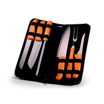 Kit Facas Personalizados Bambu / Madeira / Inox 7 Peças SMPB-00243 Brinde Personalizado