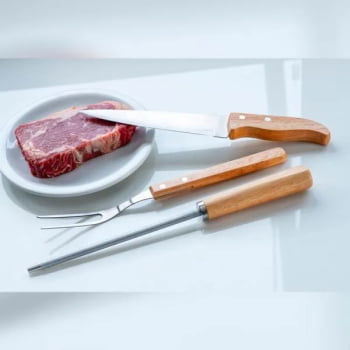 Kit Facas Personalizados Madeira / Inox 3 Peças SMKF-90426 Brindes Personalizados