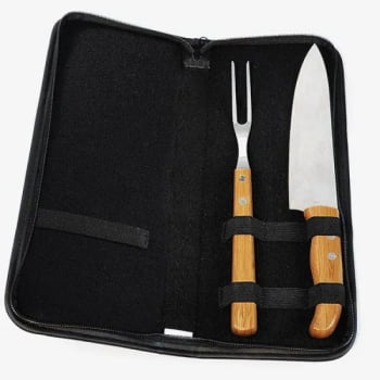 Kit Facas Personalizados Madeira / Inox 3 Peças SMPB-00133 Brindes Personalizados