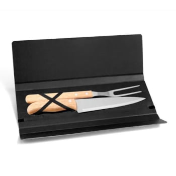 Kit Facas Personalizados Madeira / Inox 3 Peças SMPB-31066 Brindes Personalizados