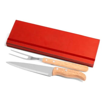 Kit Facas Personalizados Madeira / Inox 3 Peças SMPB-34066 Brindes Personalizados