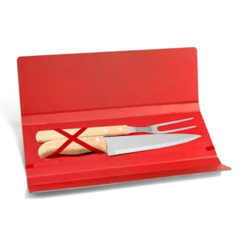 Kit Facas Personalizados Madeira / Inox 3 Peças SMPB-34066 Brindes Personalizados